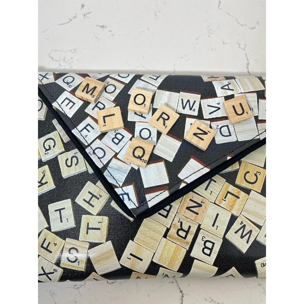 Kent Stetson Scrabble Clutch Purse Bag Chain Pop Art Handmade USA Signed RARE